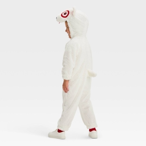 Target Bullseye Dog Kids Costume One Piece Suit NEW 2T-3T White Fuzzy - Picture 3 of 3